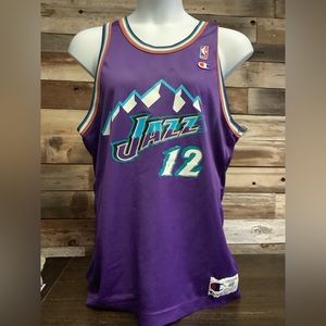 John Stockton Utah Jazz Jersey Mens Champion Size 48 Blue Vintage